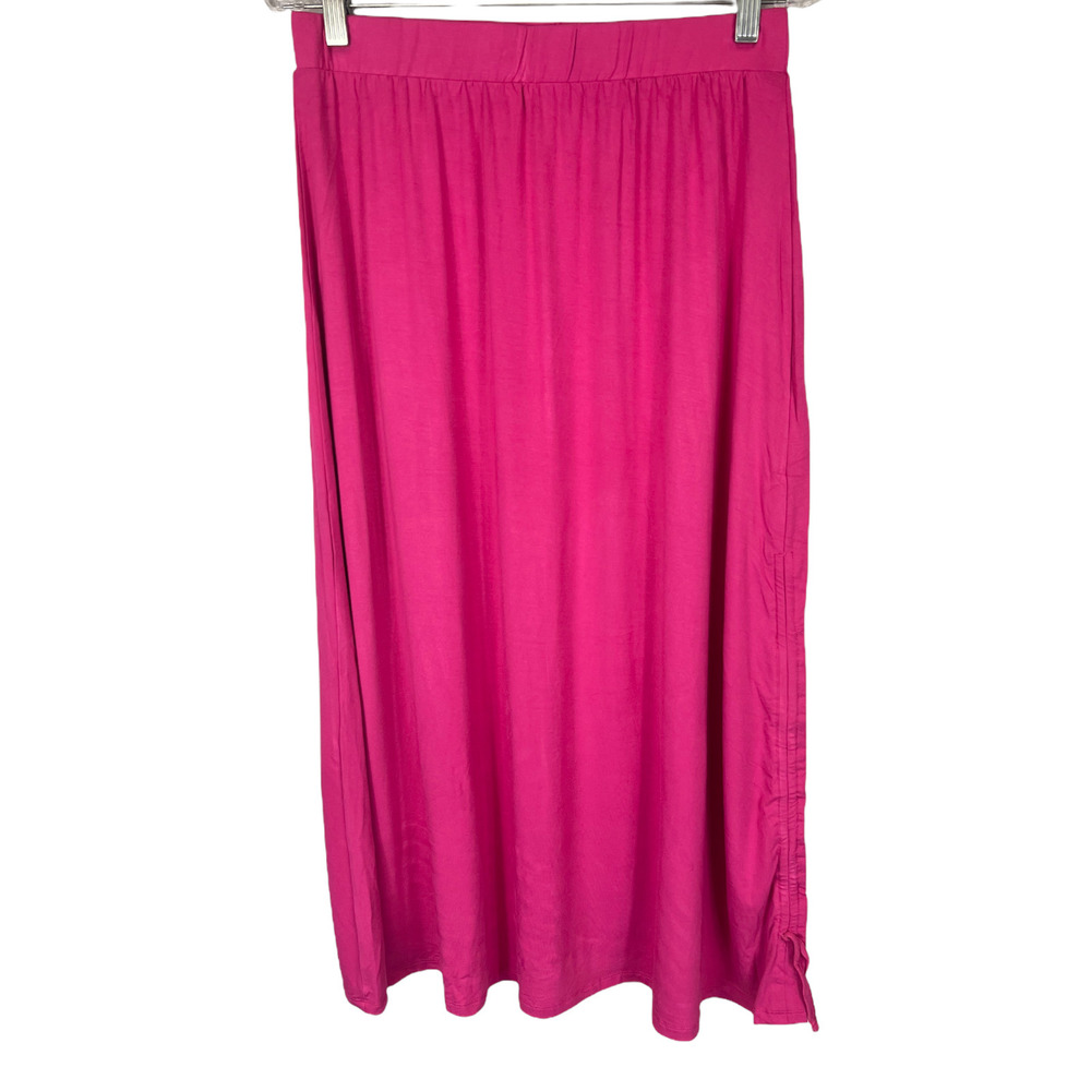 BROOKE SHIELDS Timeless Petite Knit Maxi Skirt with Side Ruching Rose PM Size